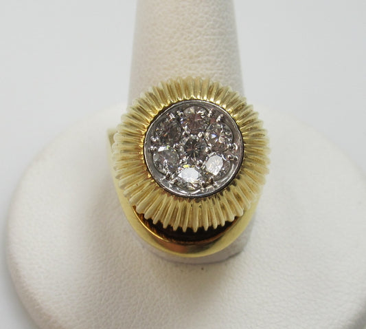Vintage Retro Heavy 18k Gold Ring With .70cts In Diamonds, Circa 1960