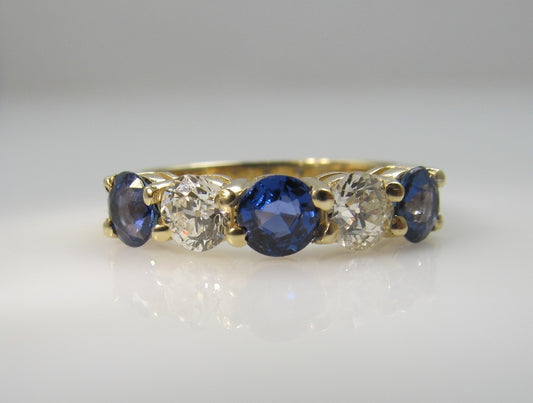 14k Gold Band With .80cts In Diamonds And 1.50cts In Sapphires