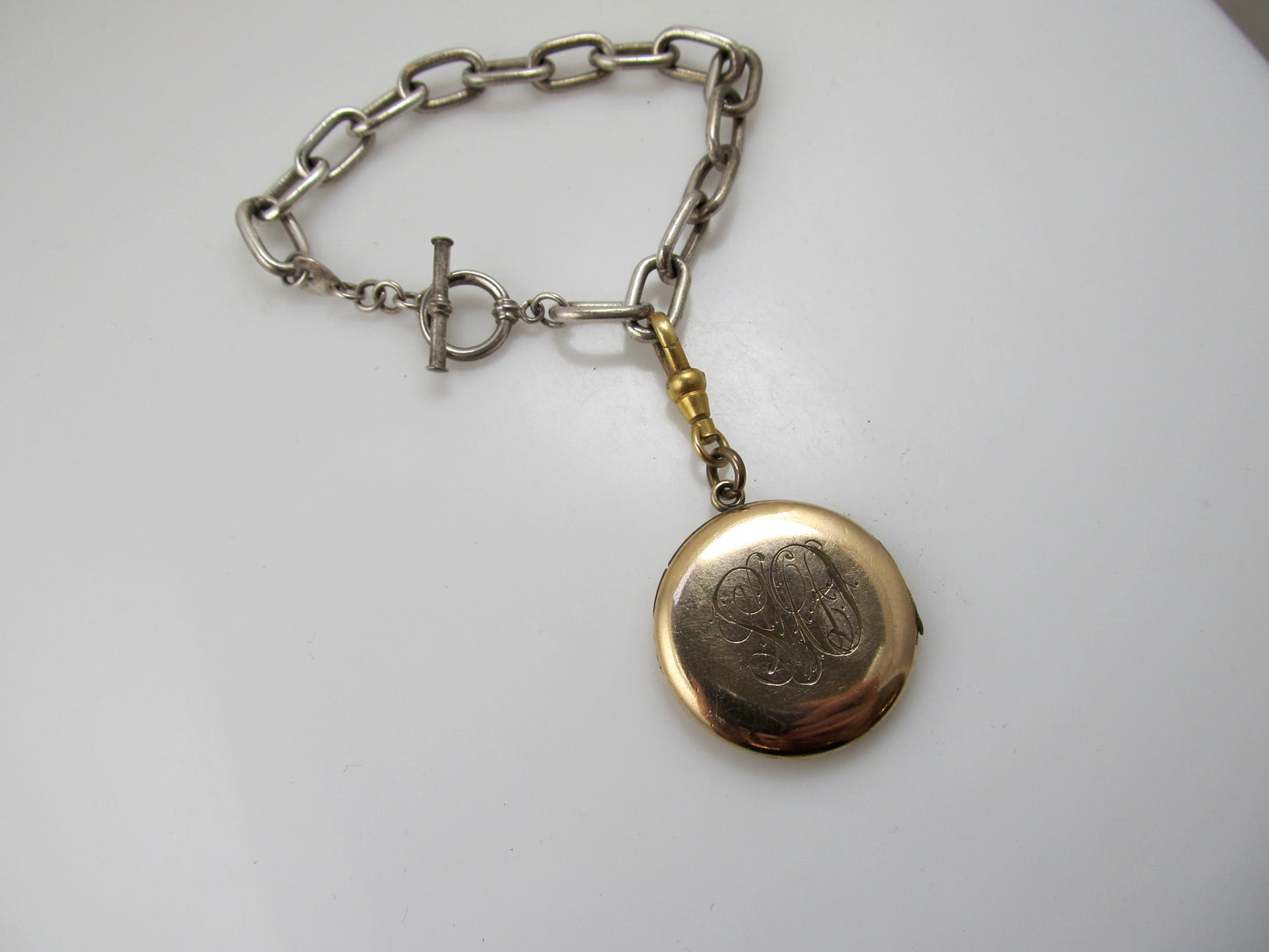 Vintage sterling silver gold filled locket bracelet