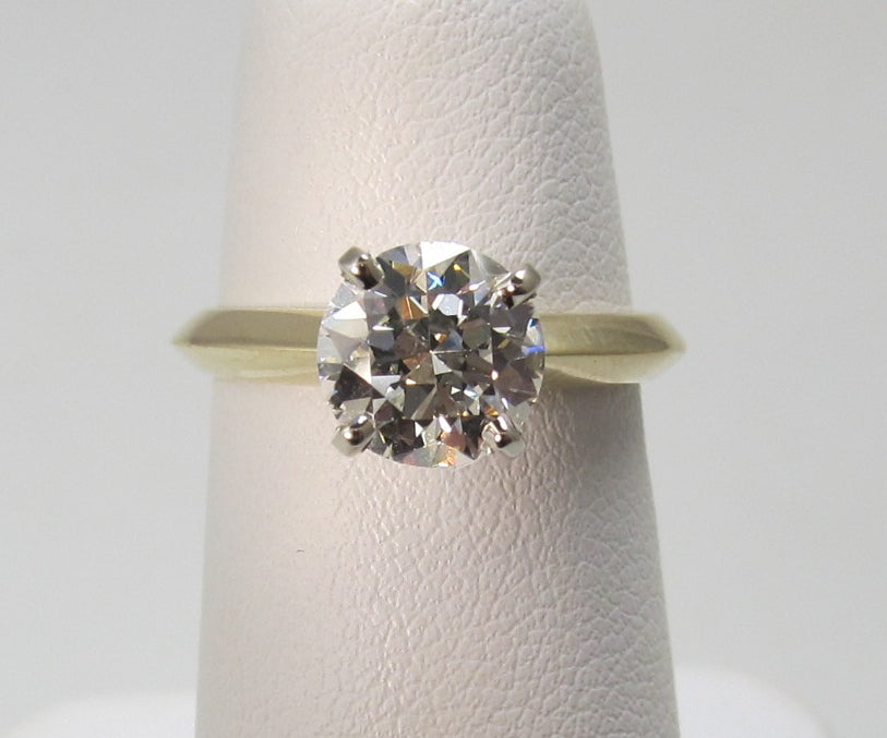 1.45ct old cut diamond engagement ring, 14k yellow gold
