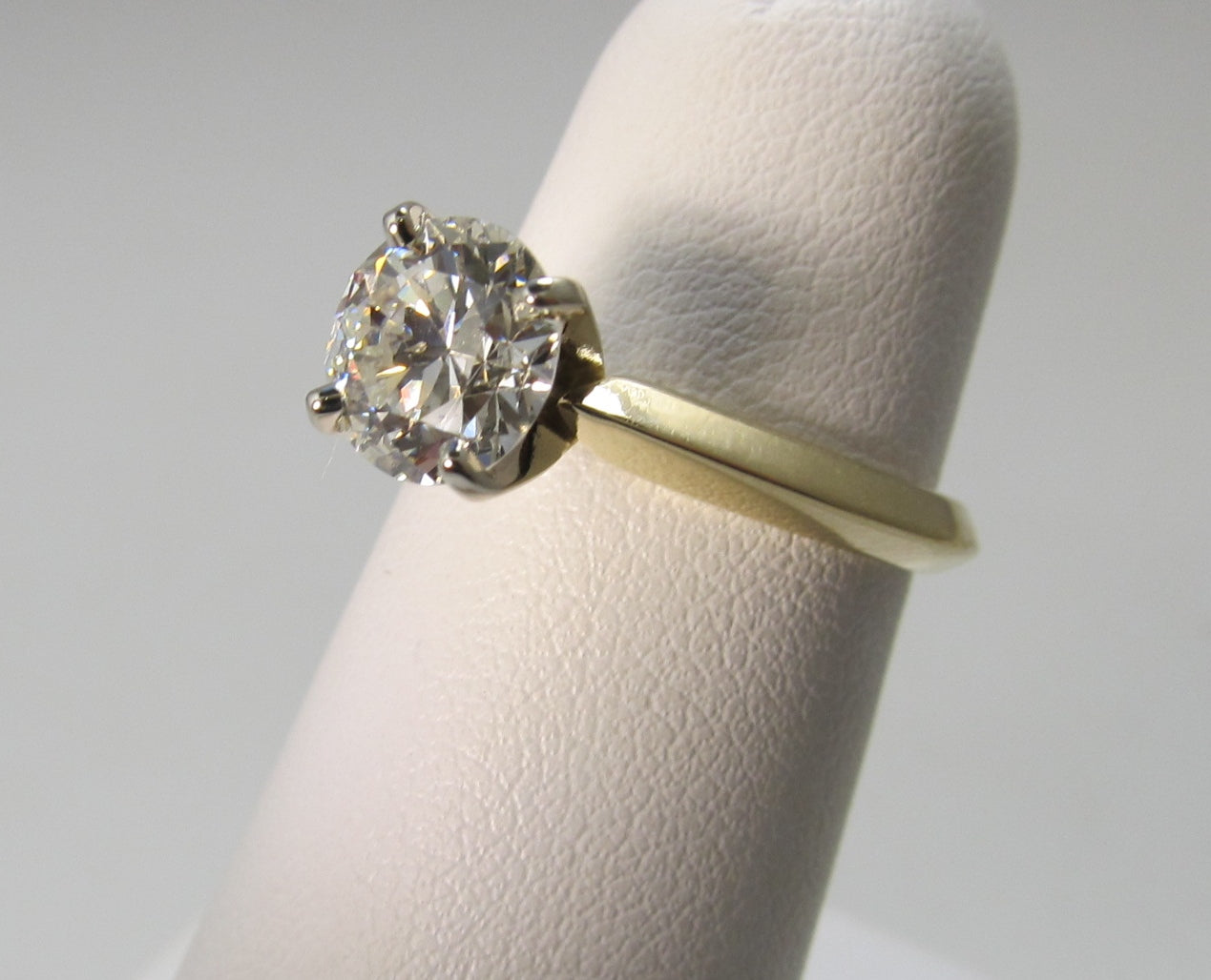 1.45ct old cut diamond engagement ring, 14k yellow gold