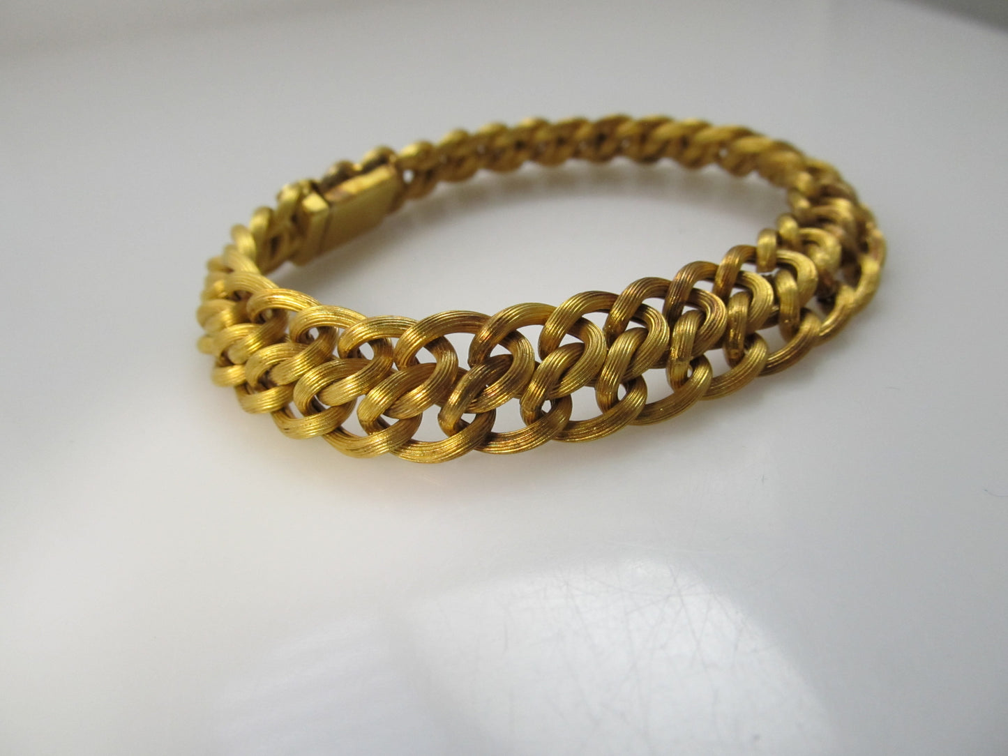 Yellow gold textured link bracelet