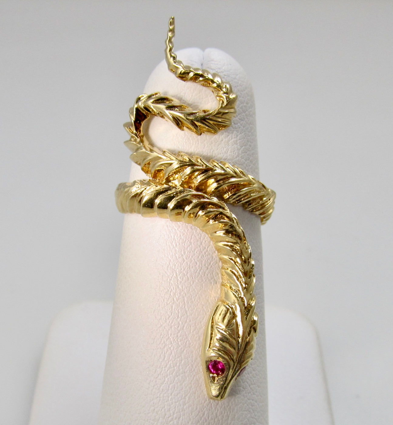 Long vintage snake ring with ruby eyes Victorious