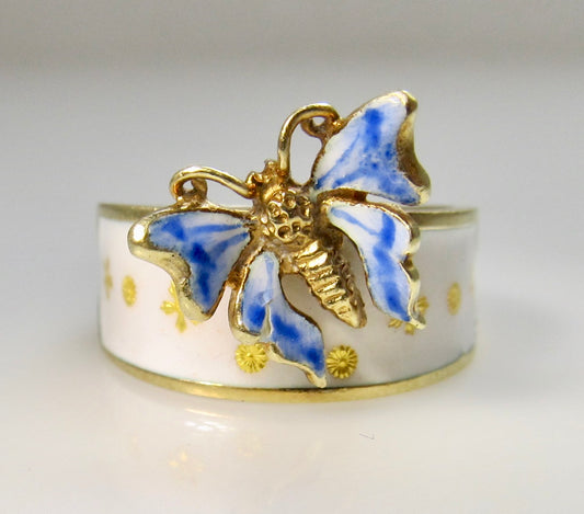 Pretty enamel butterfly ring