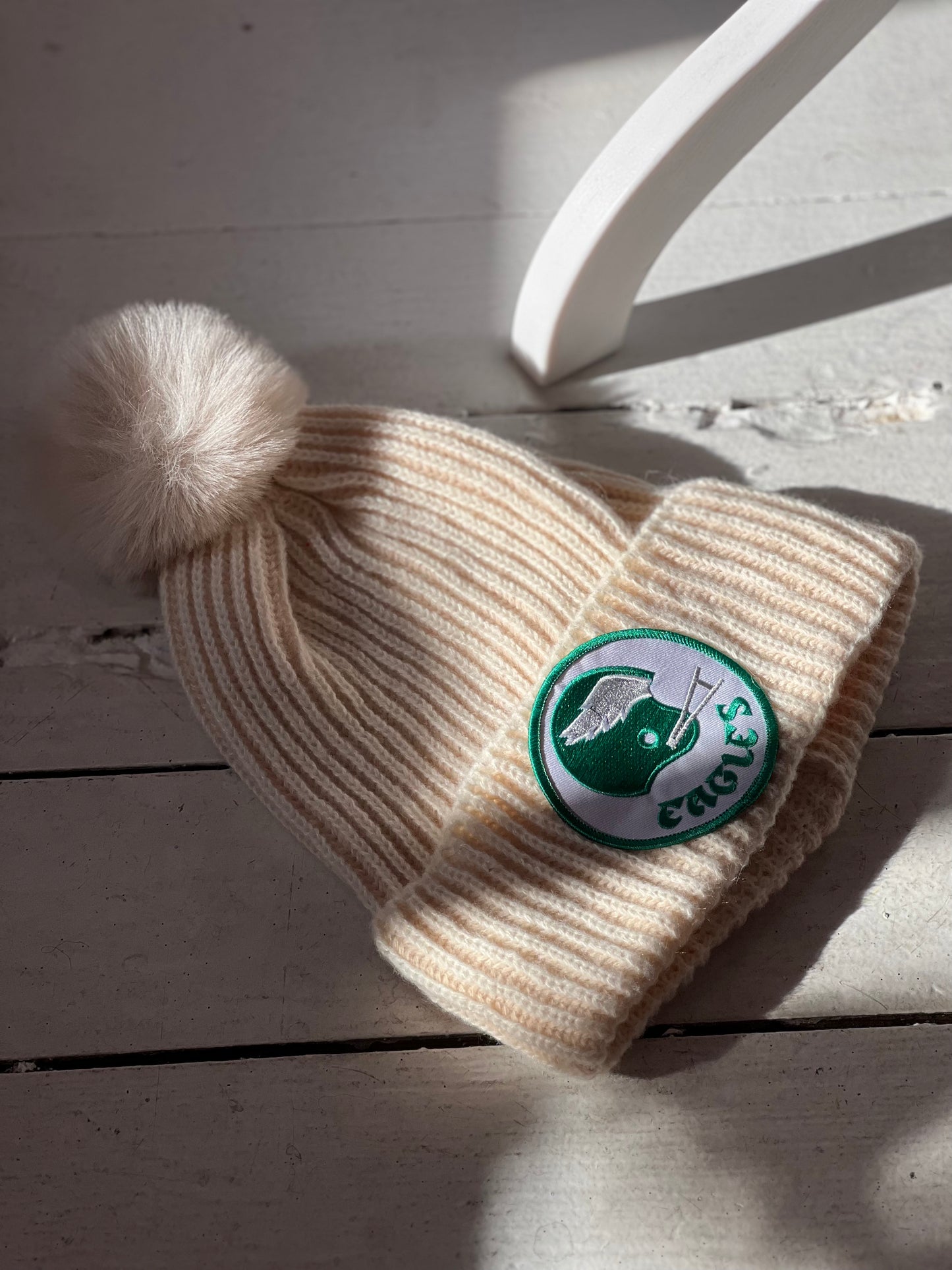 Vintage Eagles patch ivory beanie