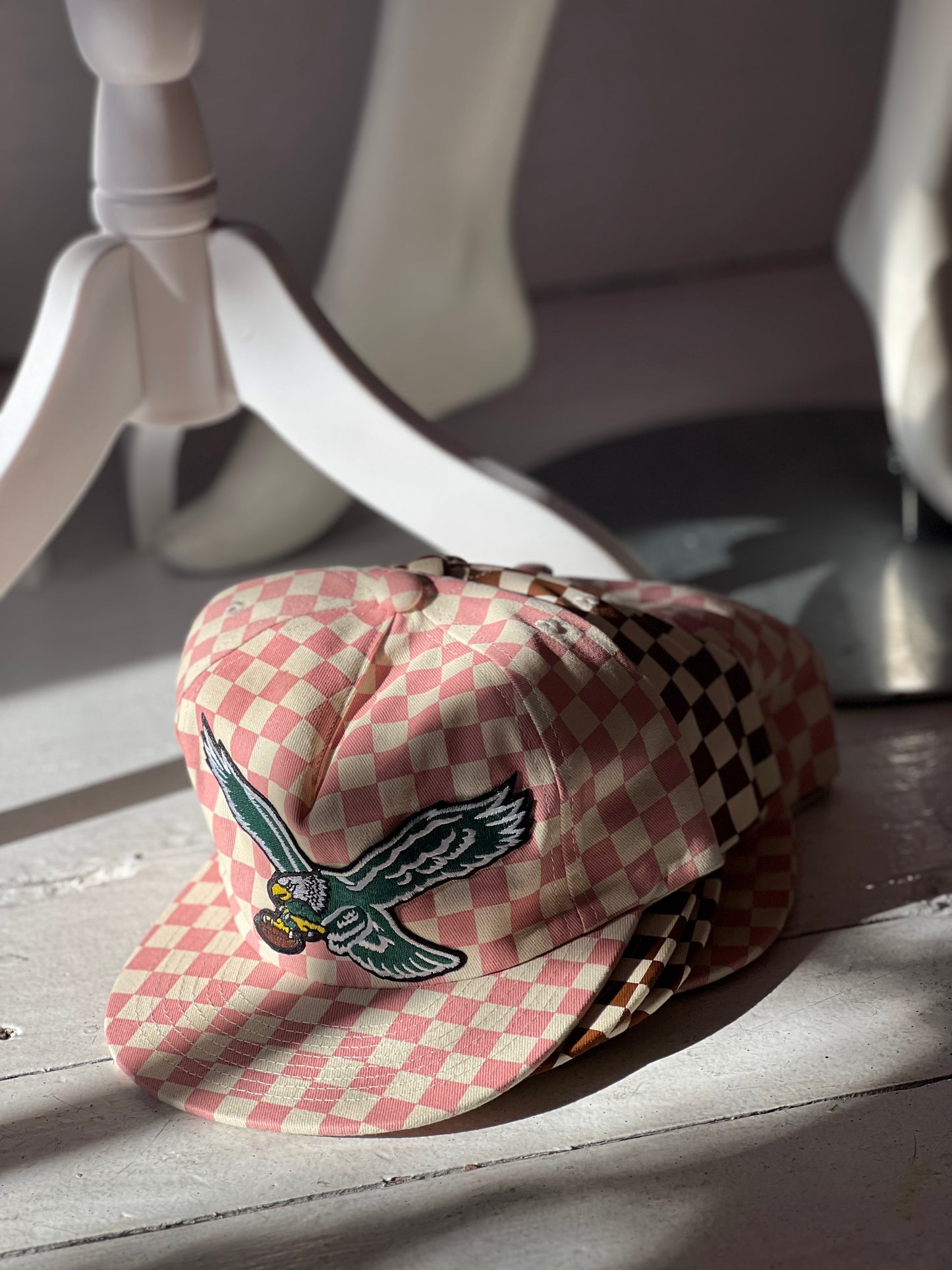 Vintage Eagles pink check cap