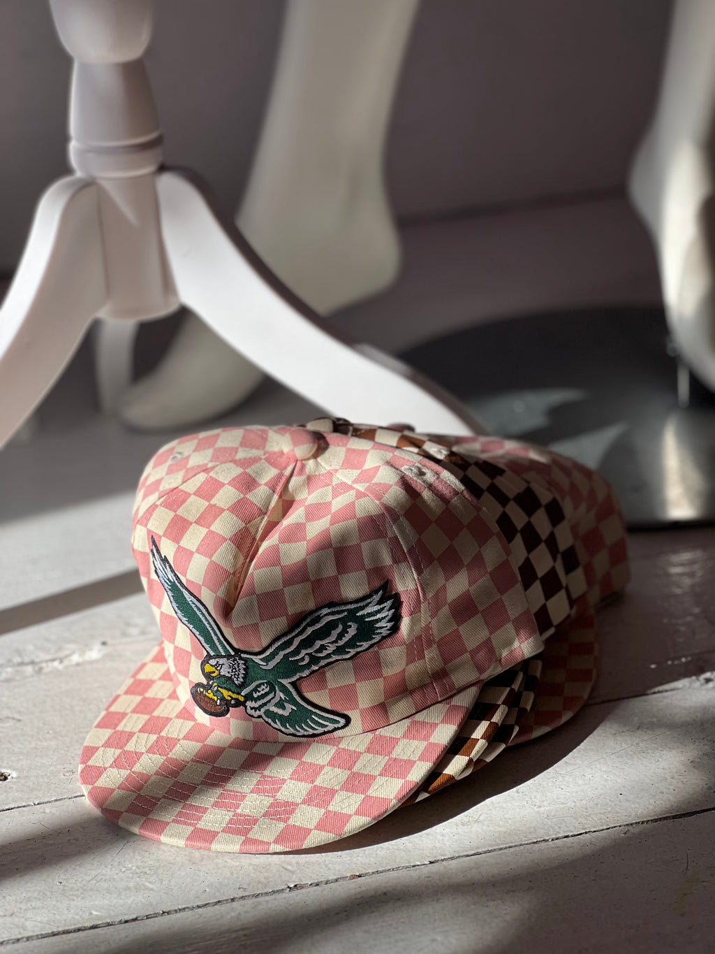 Vintage Eagles pink check cap