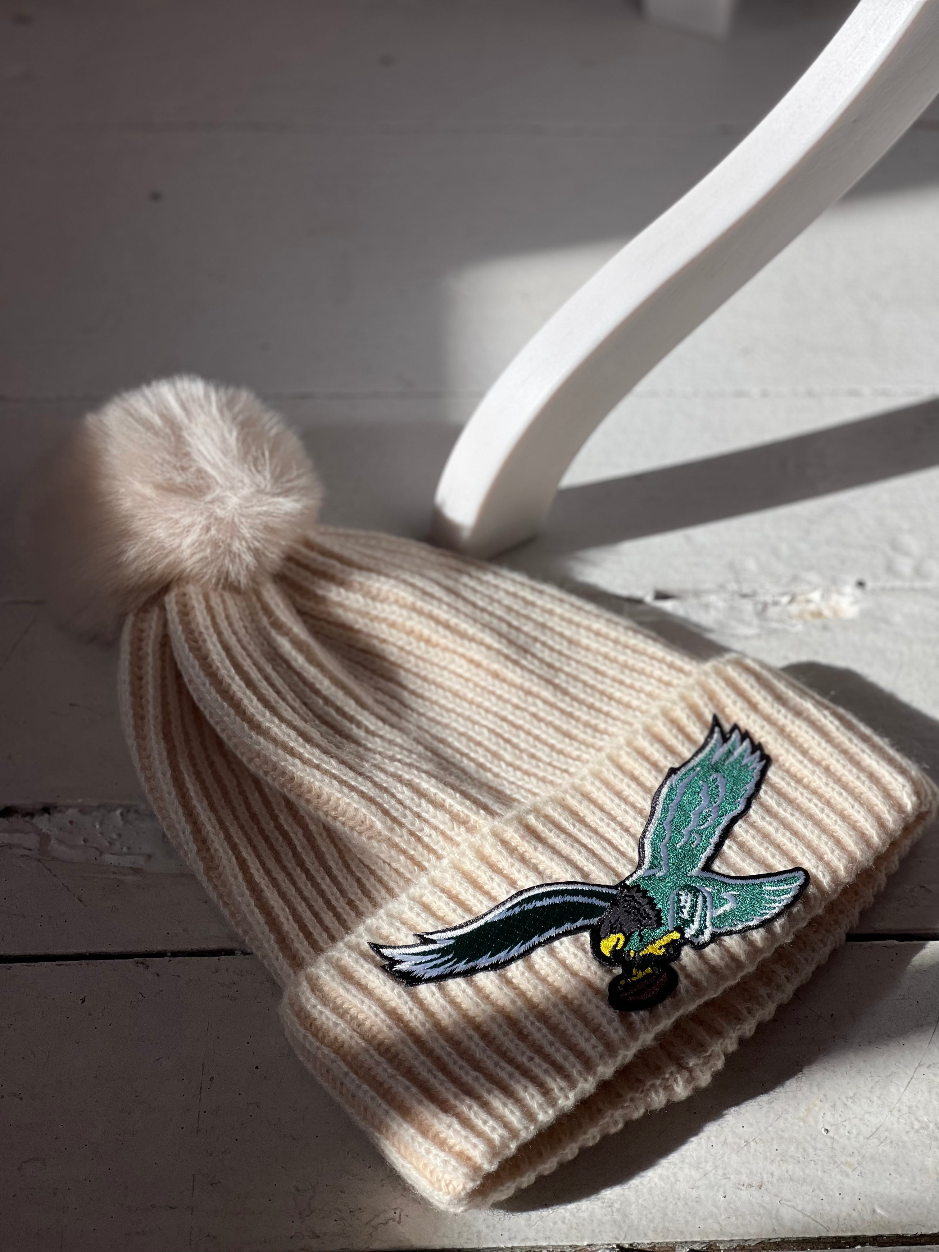 Vintage Eagles patch ivory beanie