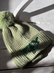 Vintage Eagles FLY patch green pompom custom beanie