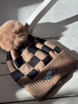 Vintage Eagles patch tan check custom beanie
