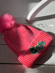 Vintage Eagles patch hot pink beanie