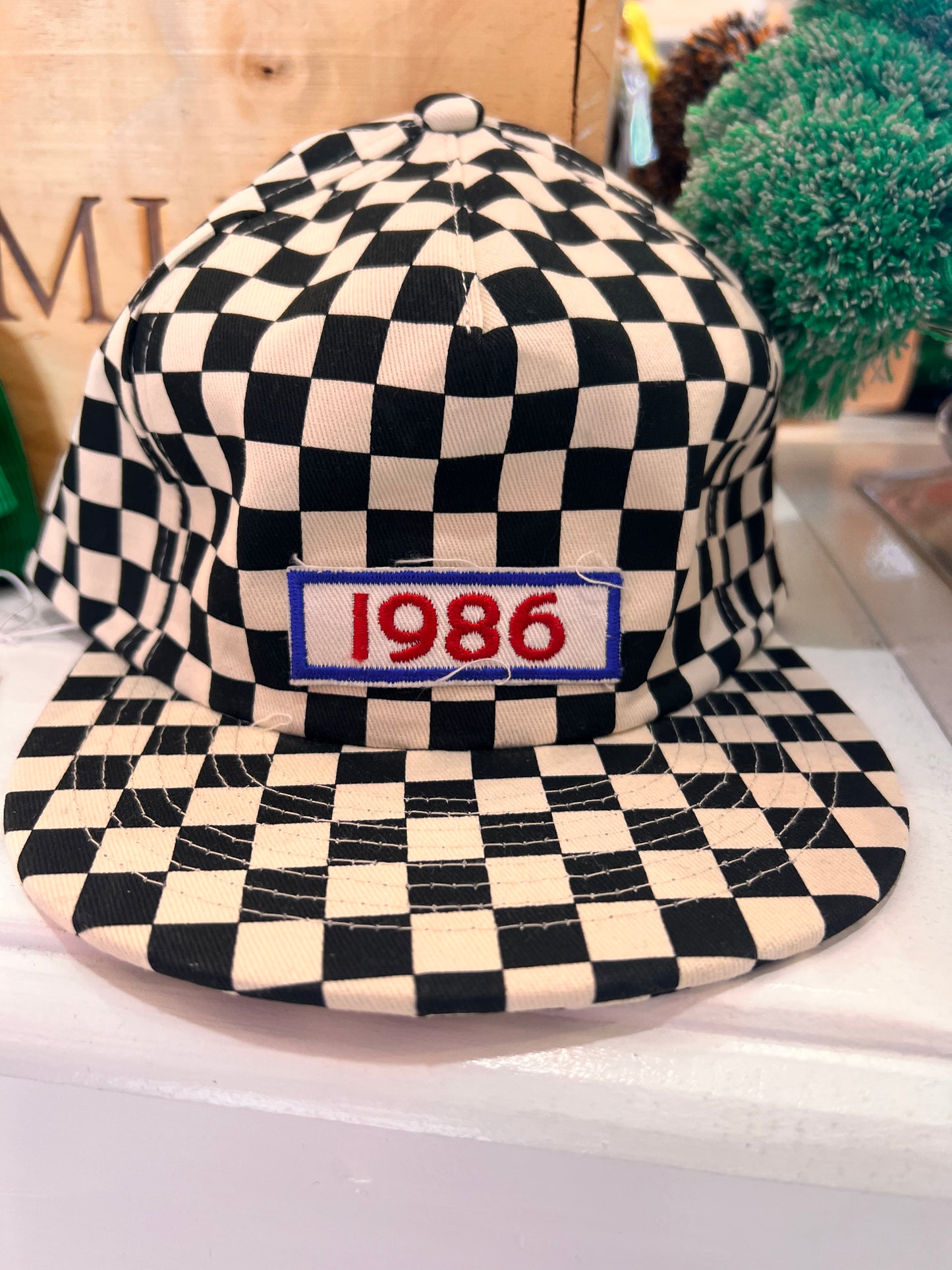Vintage patch 1986 check hat