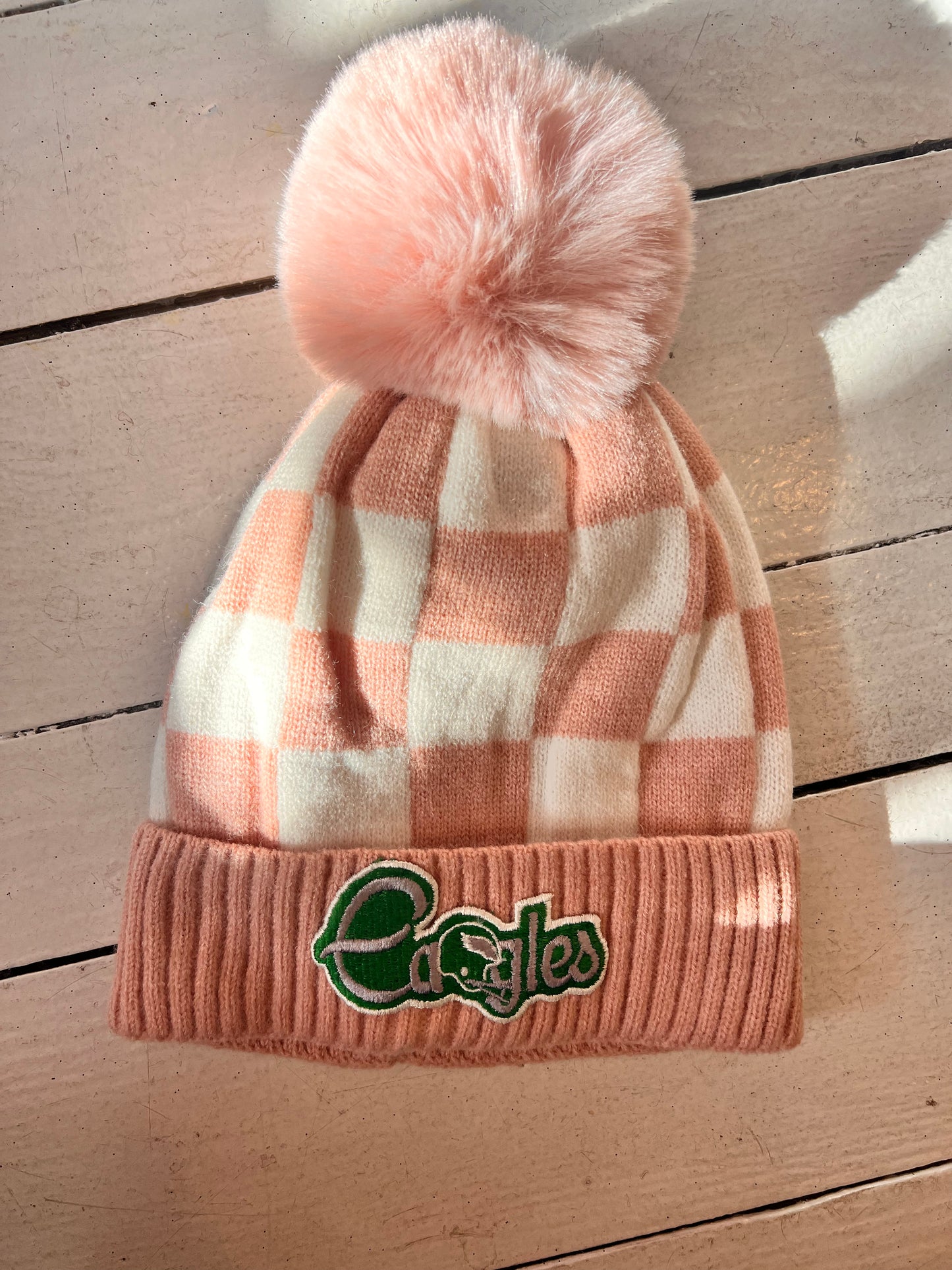 Vintage Eagles patch baby pink beanie