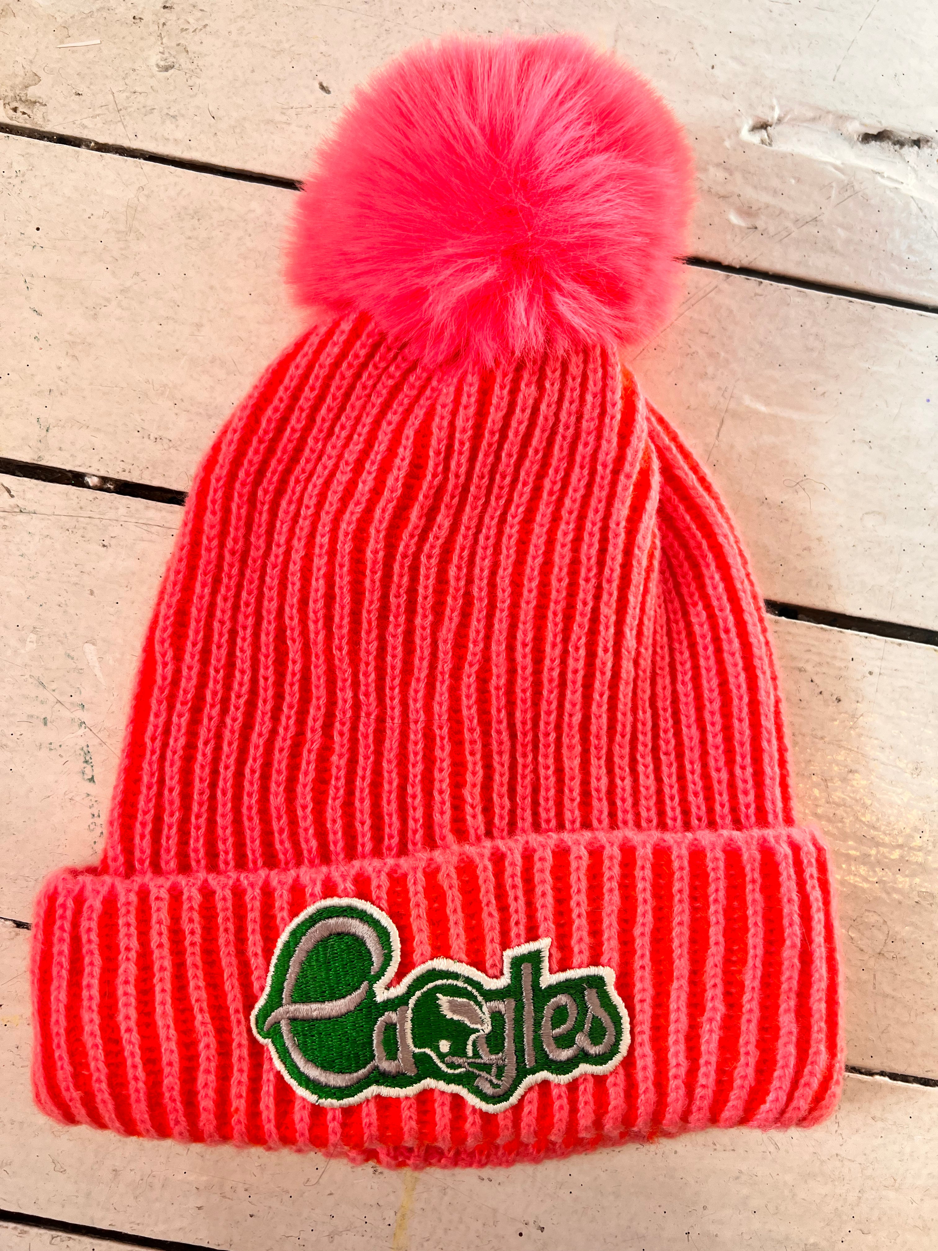 Vintage Eagles patch hot pink beanie