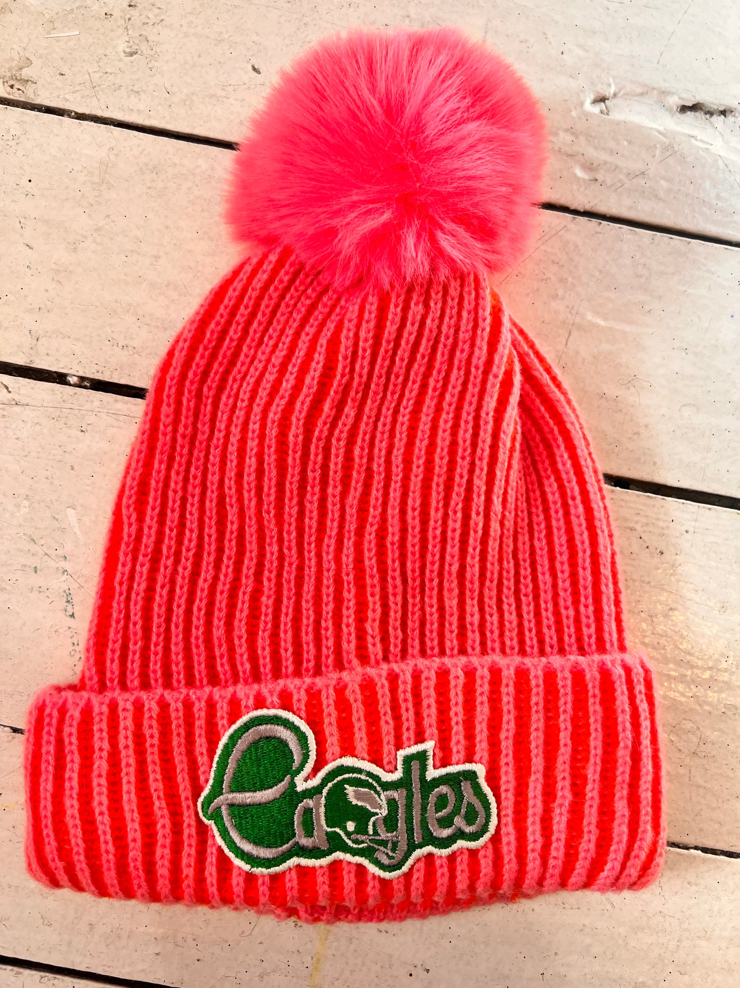 Vintage Eagles patch hot pink beanie