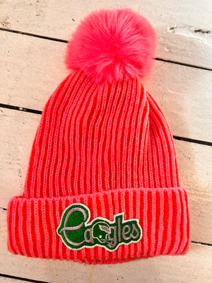 Vintage Eagles patch hot pink beanie