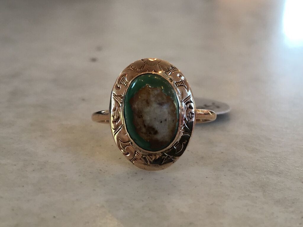 Antique 14kt And Turquiose Ring