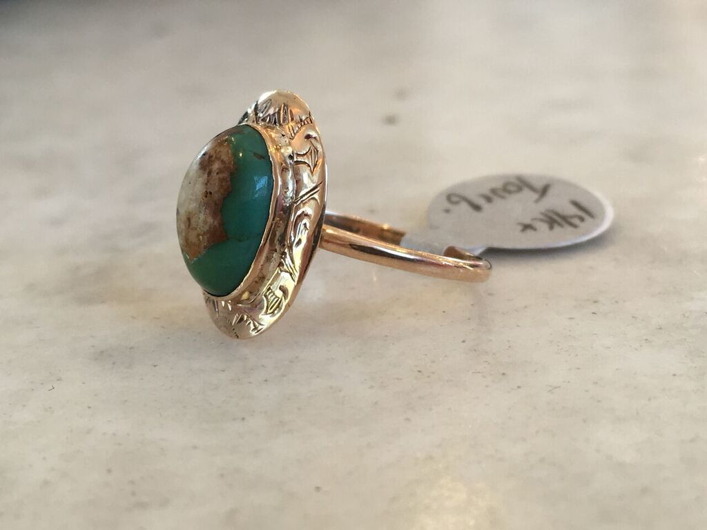 Antique 14kt And Turquiose Ring