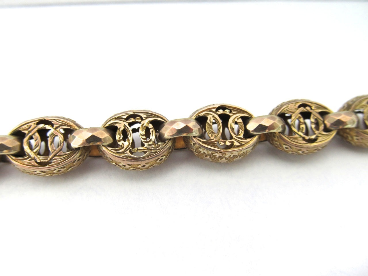 Victorian 10k Yellow Gold Fancy Link Bracelet, Circa 1890.