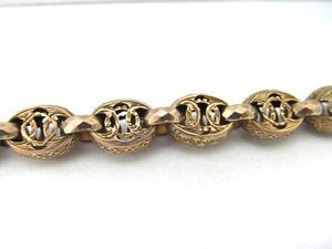 Victorian 10k Yellow Gold Fancy Link Bracelet, Circa 1890.