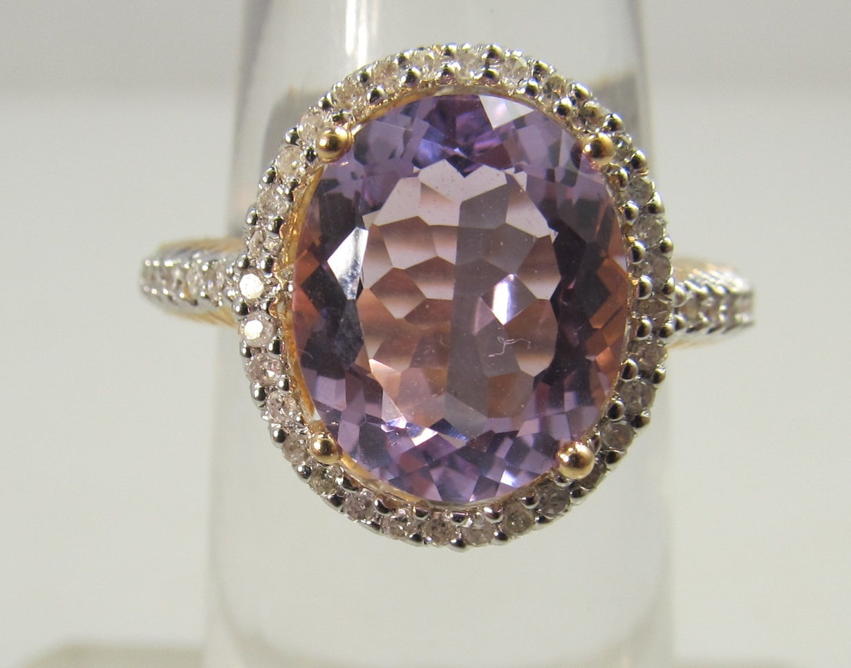 Rose gold amethyst diamond ring, antique jewelry, Victorious, Cape May