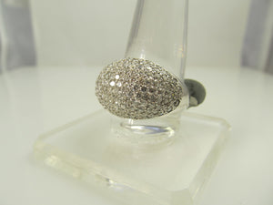 14k White Gold Dome Ring With 3cts In Pave Set Diamonds.