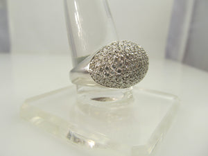 14k White Gold Dome Ring With 3cts In Pave Set Diamonds.