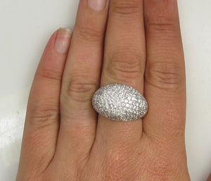 14k White Gold Dome Ring With 3cts In Pave Set Diamonds.