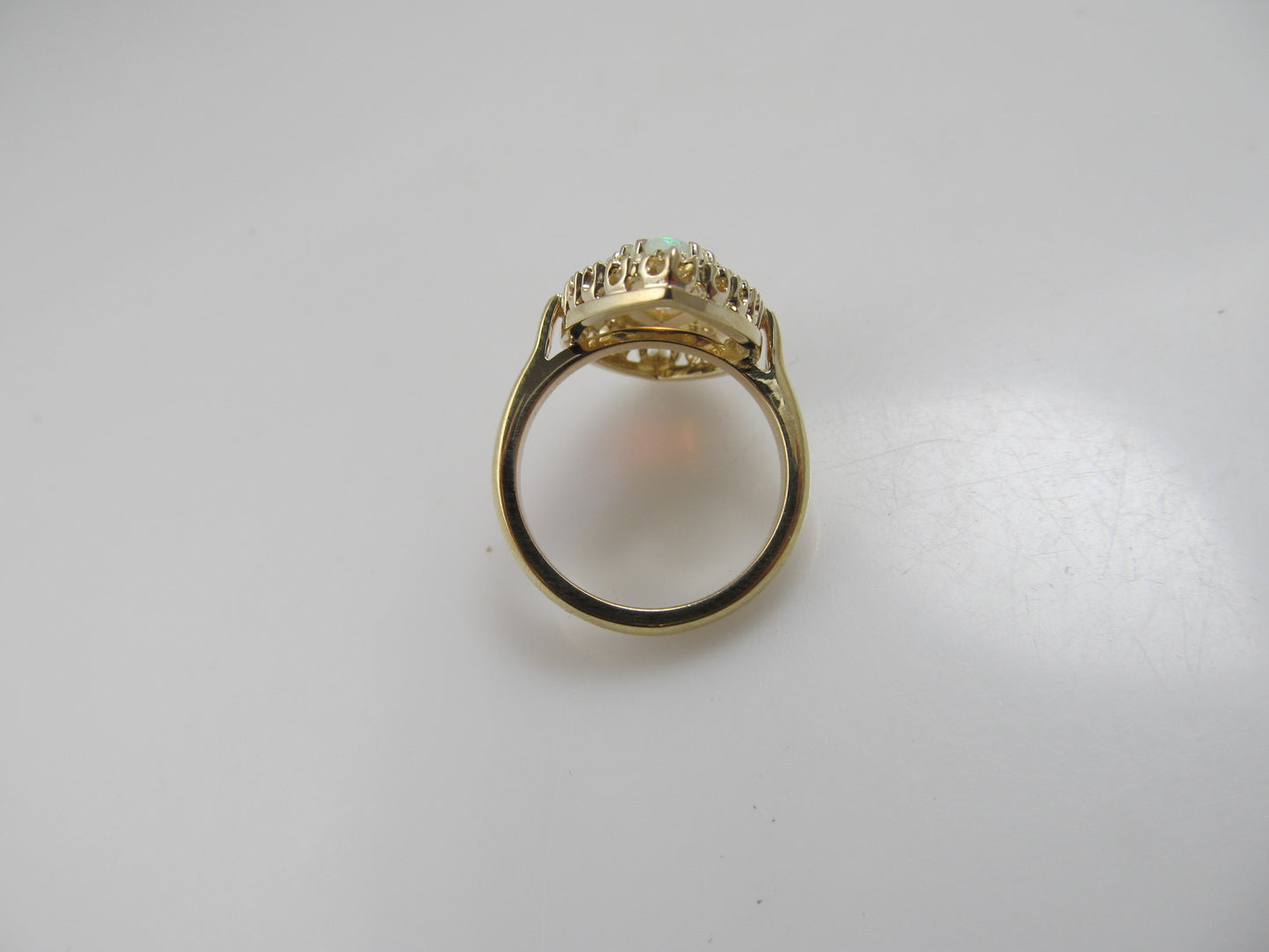 Vintage opal and diaomond marquise ring, 14k yellow gold