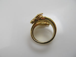 Vintage 22k double ram head wrap ring