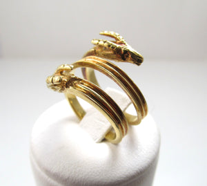 Vintage 22k double ram head wrap ring