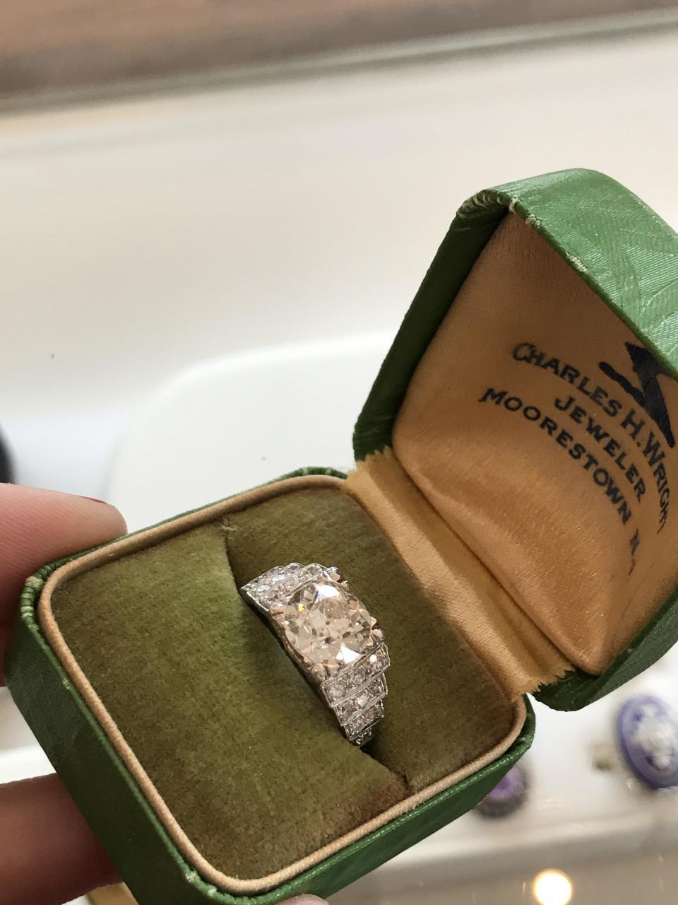 Antique Platinum Ring With A 2.15ct Diamond, Circa 1920