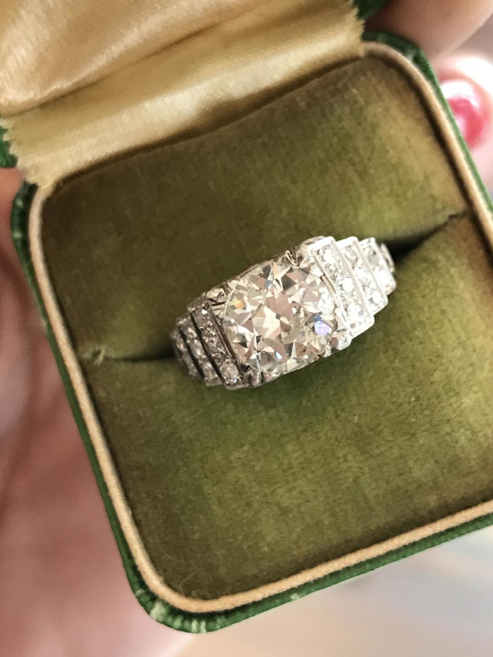 Antique Platinum Ring With A 2.15ct Diamond, Circa 1920