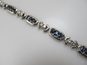 14k white gold sapphire and diamond line bracelet