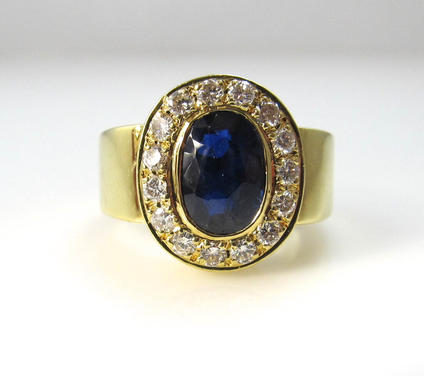 18k yellow gold 2ct natural sapphire diamond ring