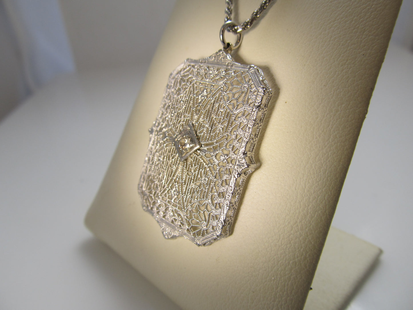 Vintage filigree diamond necklace