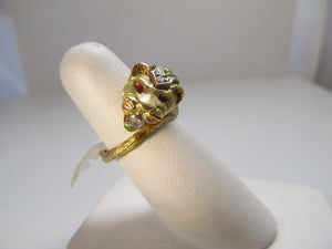 Vintage enamel lion ring