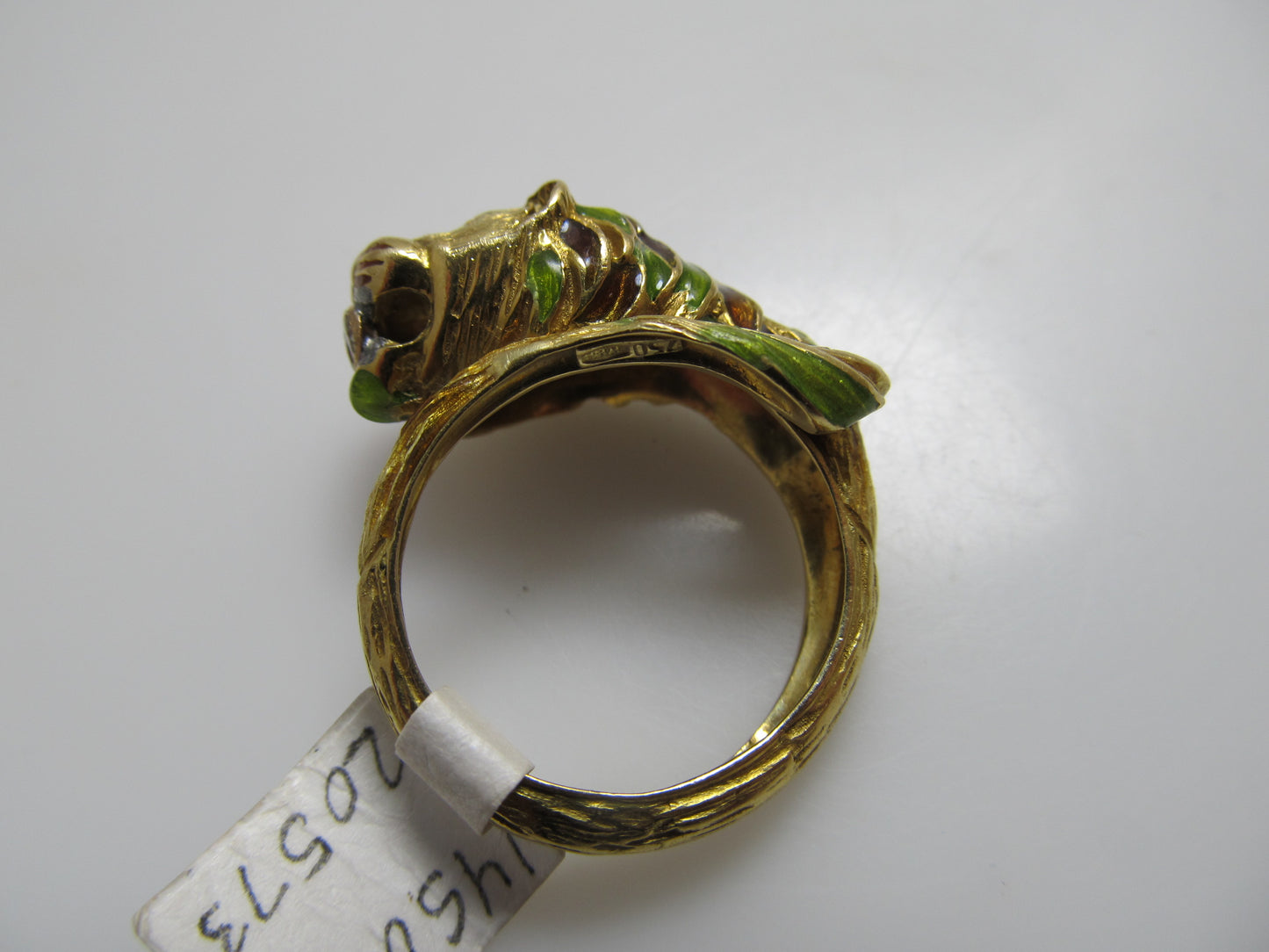 Vintage enamel lion ring