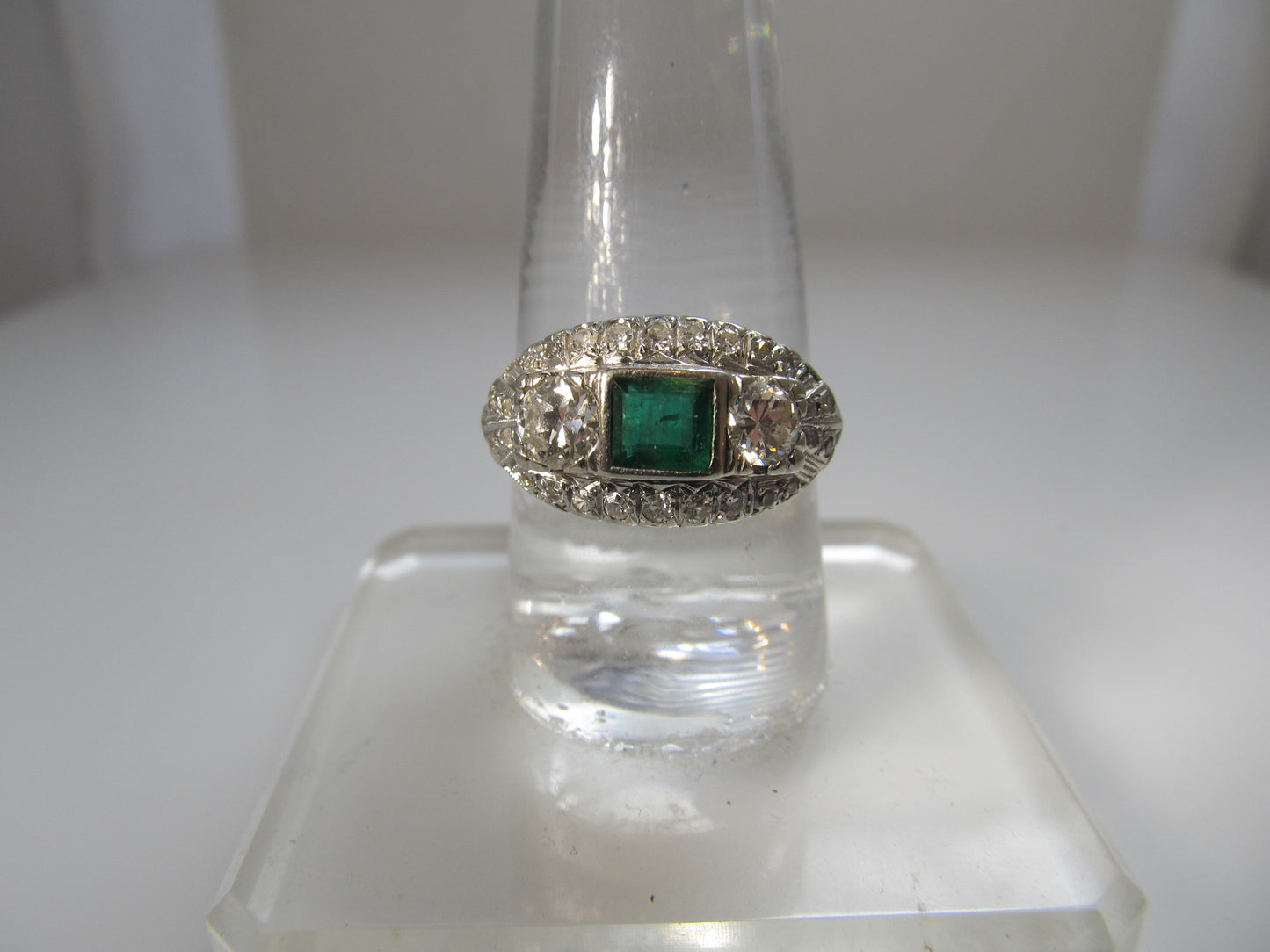Antique emerald diamond ring