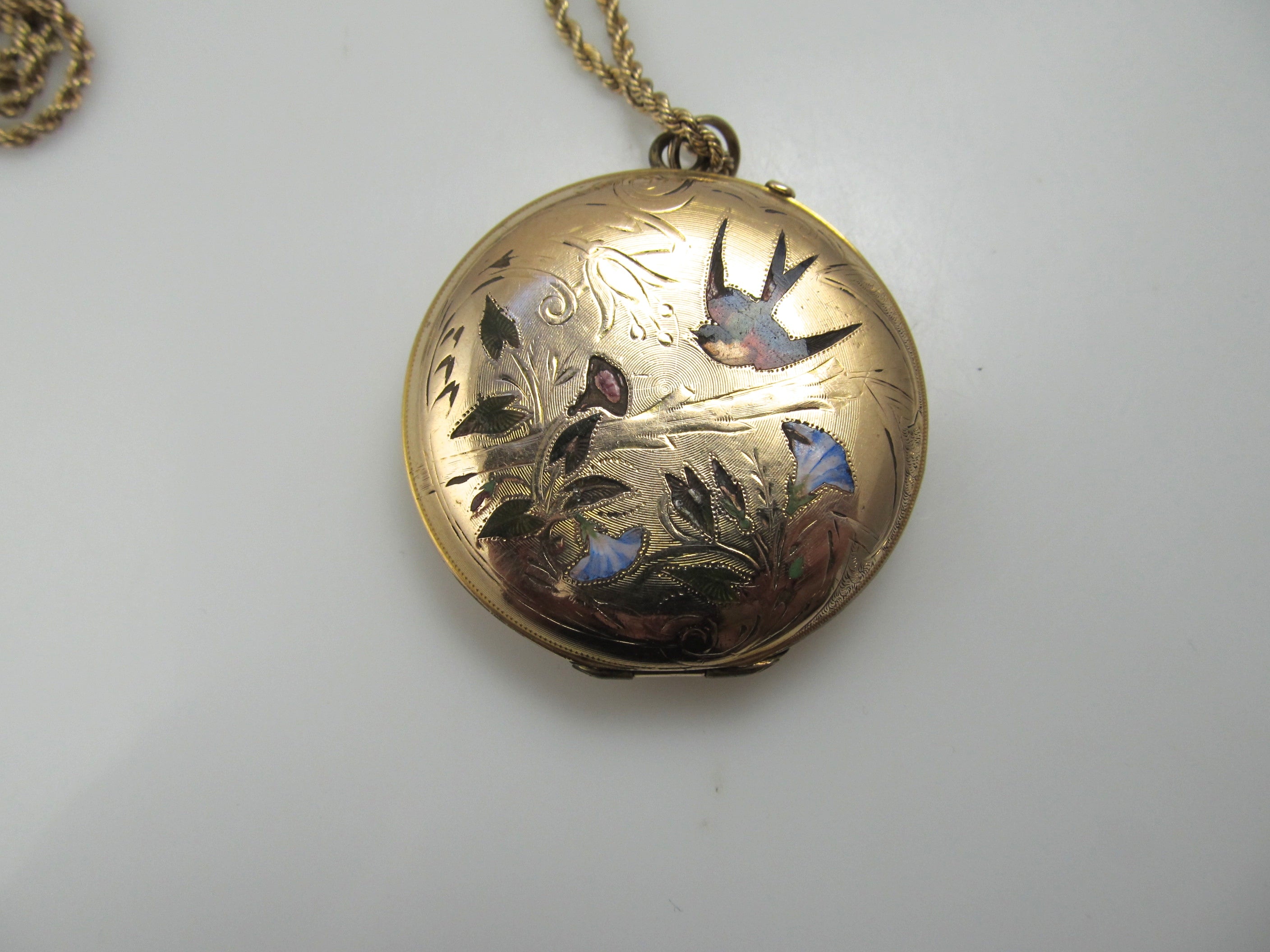 Large antique 14k enamel locket, circa 1910