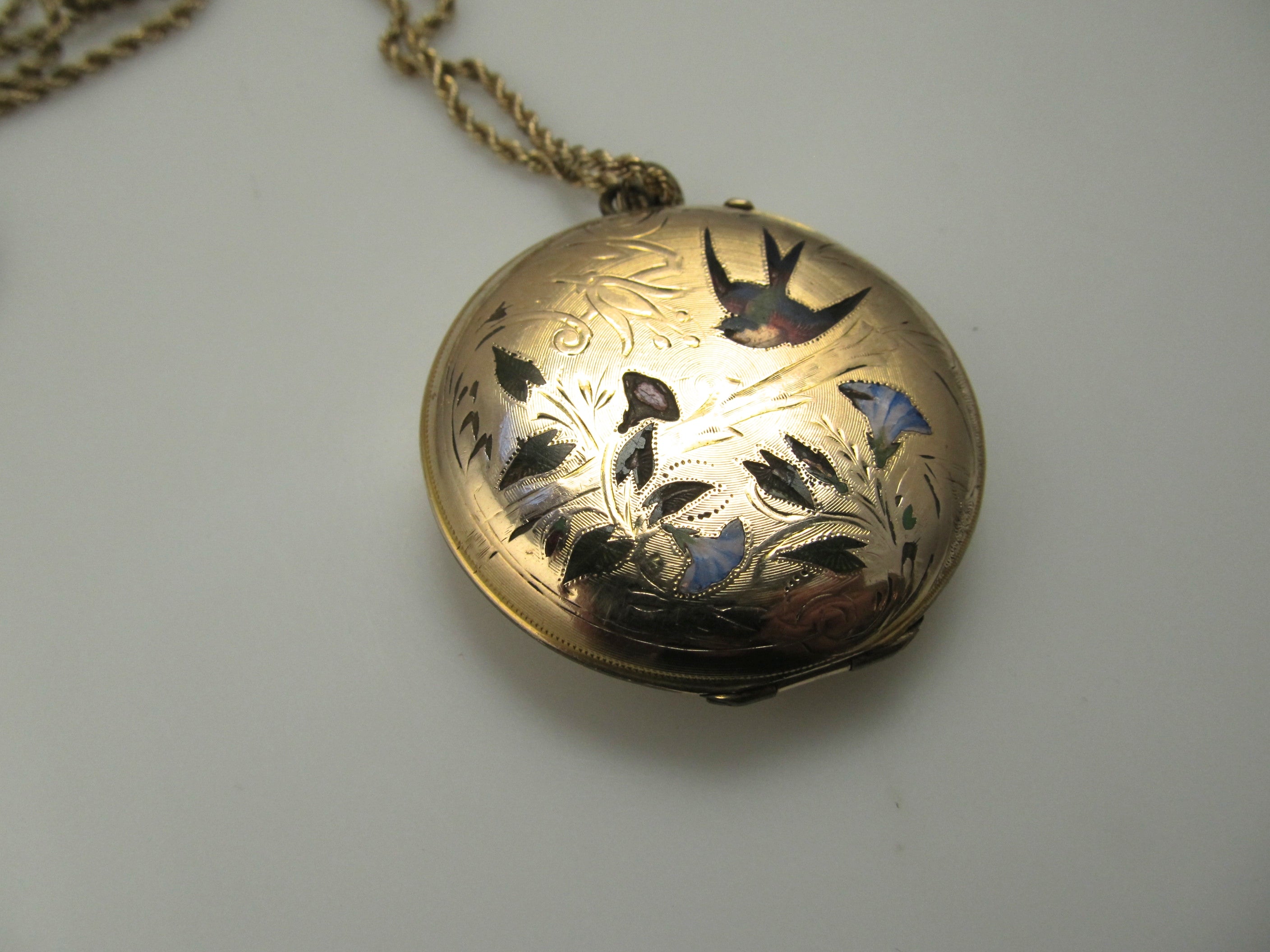 Large antique 14k enamel locket, circa 1910