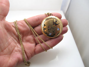 Large antique 14k enamel locket, circa 1910