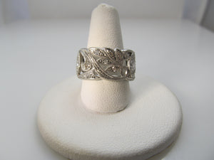 Amazing wide antique platinum diamond eternity band