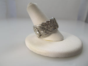 Amazing wide antique platinum diamond eternity band