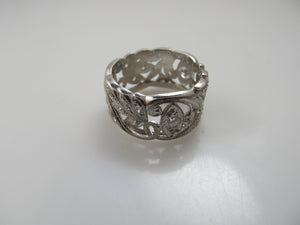 Amazing wide antique platinum diamond eternity band