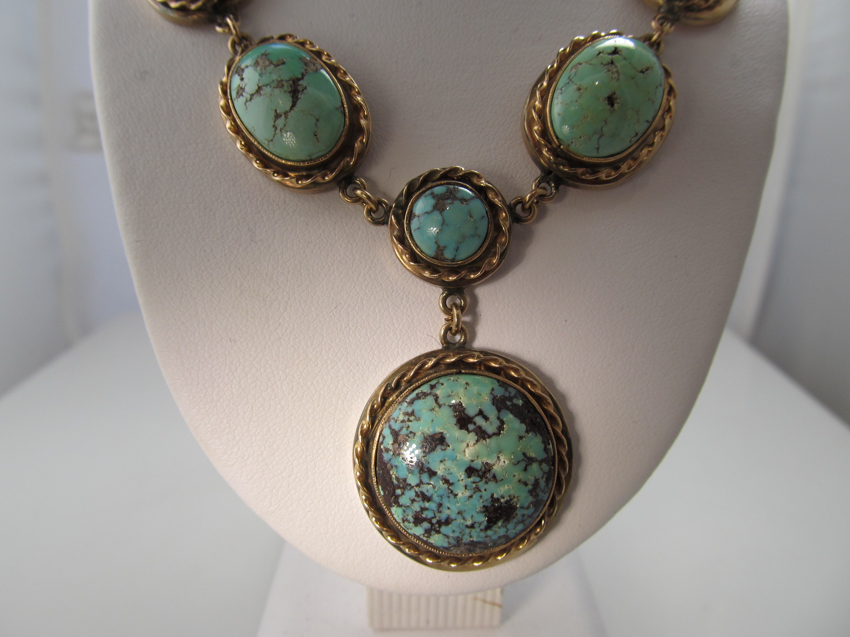 Fabulous handmade turquoise and rose gold necklace