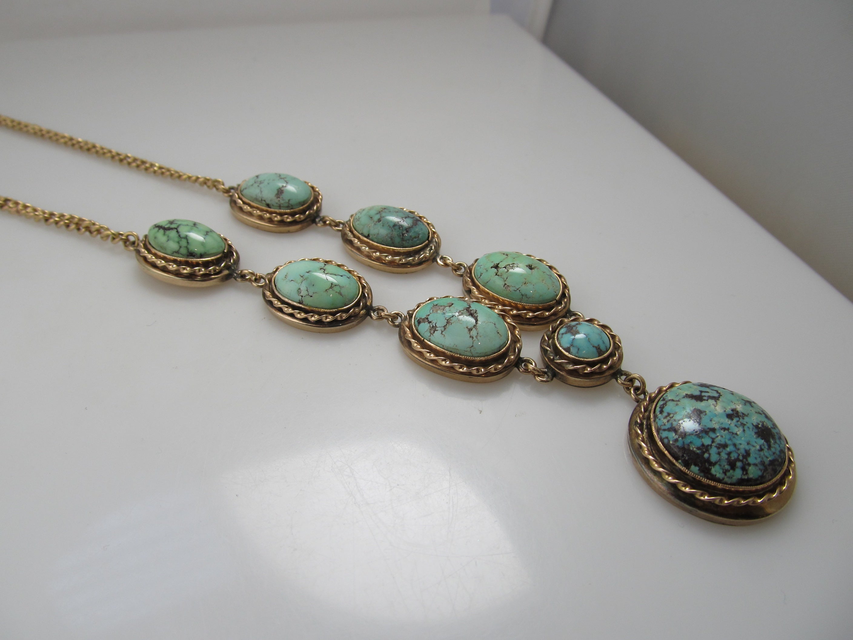 Fabulous handmade turquoise and rose gold necklace