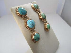 Vintage 14k rose gold turquosie drop earrings