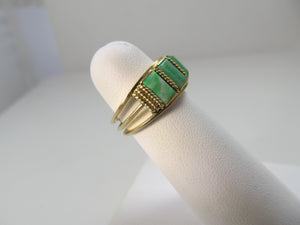 Vintage jade inlay band, 14k yellow gold