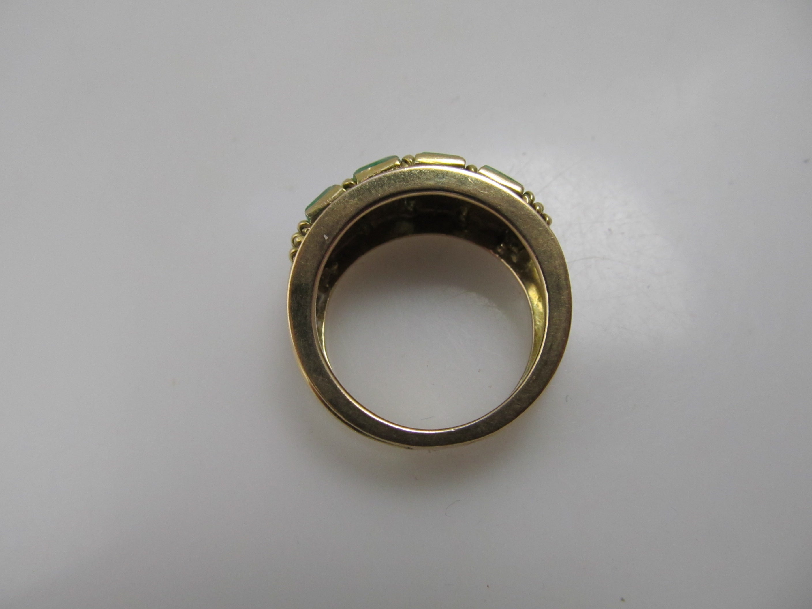 Vintage jade inlay band, 14k yellow gold